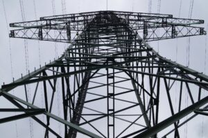 underbelly of a high voltage line