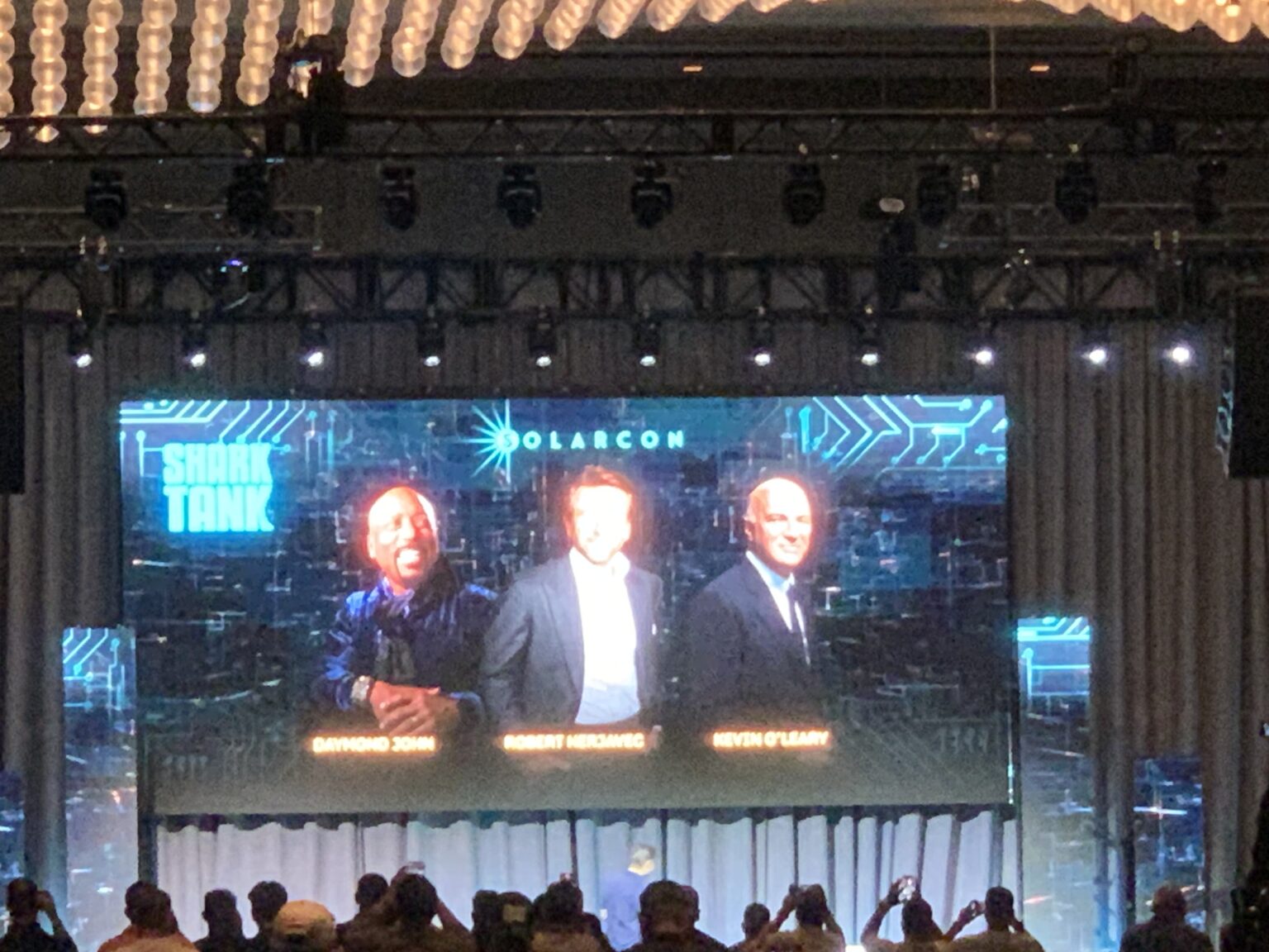 SolarCon, sharks addressing the crowd.