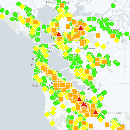 Bay Area Outages Map of power outages