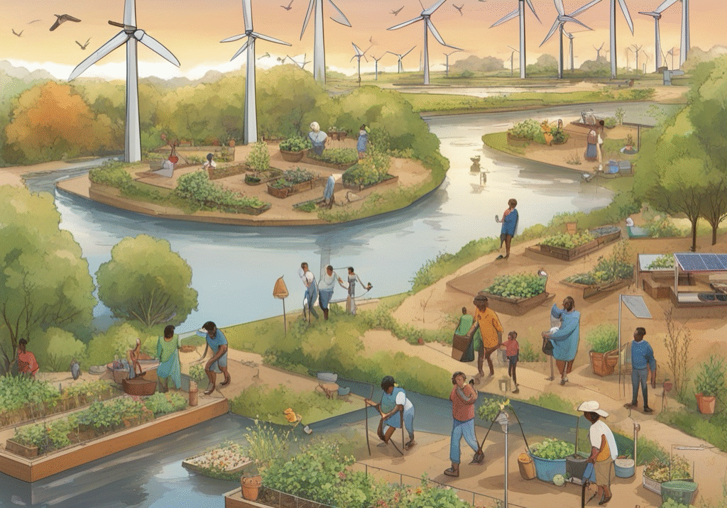 Neighborhood of people farming